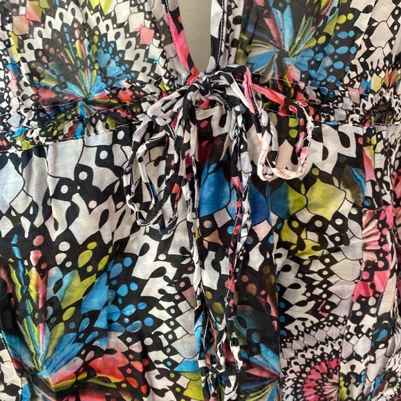 Matthew Williamson silk blend beach cover up, very colorful, multi, size 12 - Picture 3 of 15